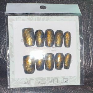 Gold Glitter Press-On Nails